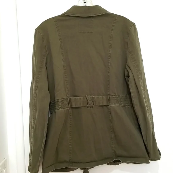 O'Neill Khaki Green Military Style Belted Utility Jacket - Picture 6 of 8